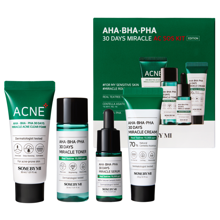 SOME BY MI SOS 30-Day Acne Miracle Kit AHA BHA PHA (4 ingredients)